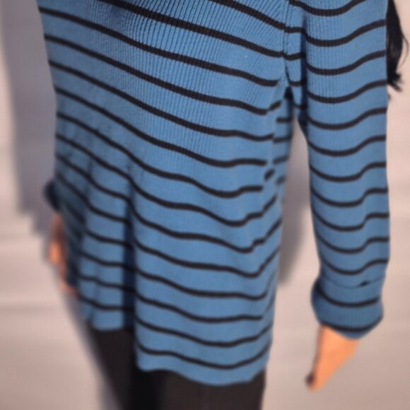 THE TOG SHOP Pretty Cotton sweater, Black and Turquoise stripes, size XL - Picture 11 of 16